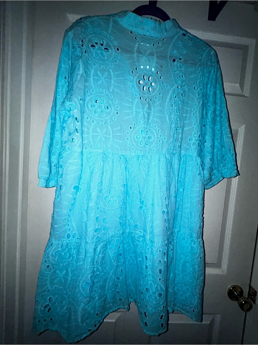 Lightweight Eyelet Tunic Top in Aqua Blue - Picture 5 of 10